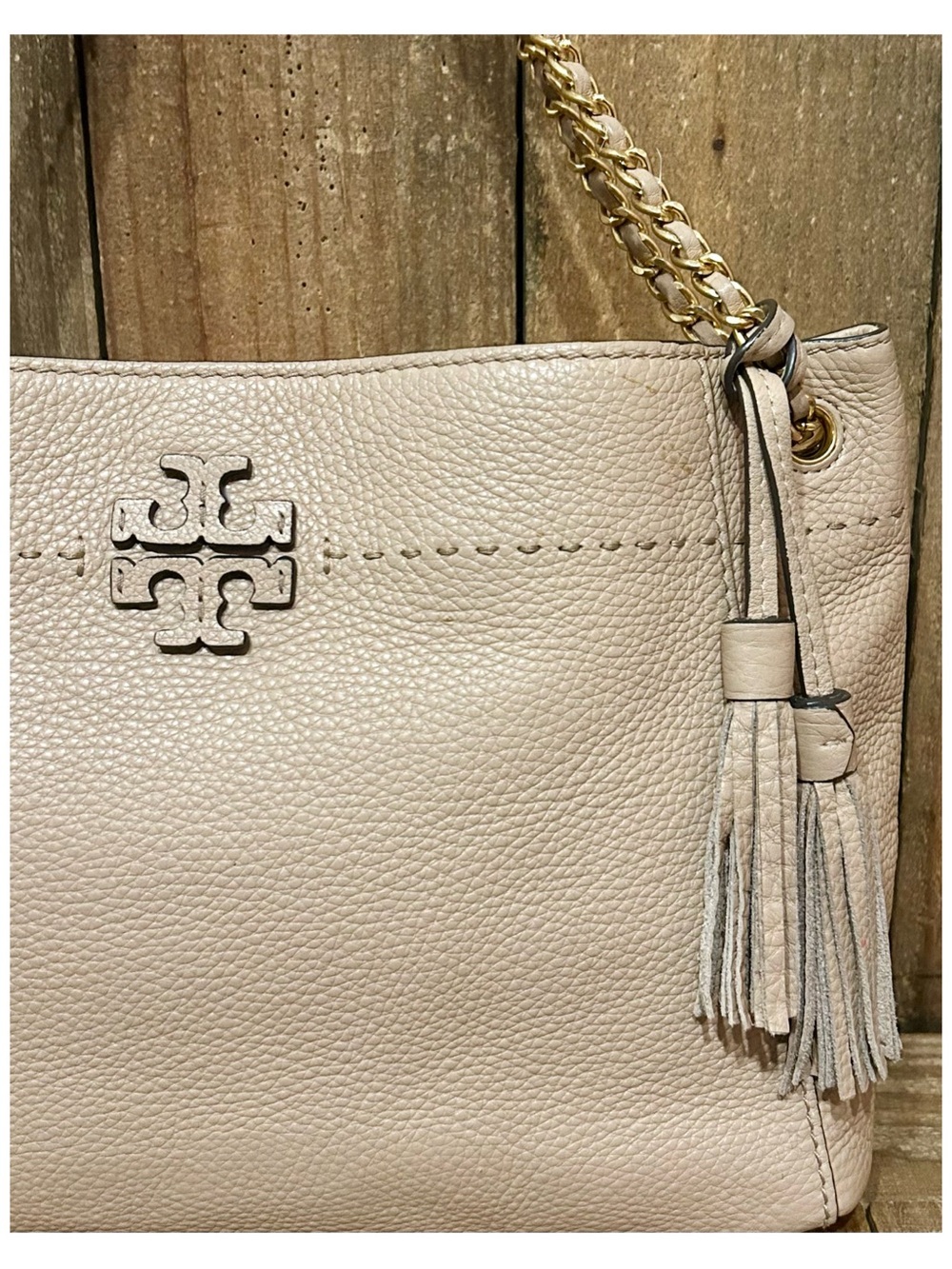 Tory Burch McGraw Chain Tote Bag with Free Bag Scarf & Dust Bag. - Picture 14 of 16